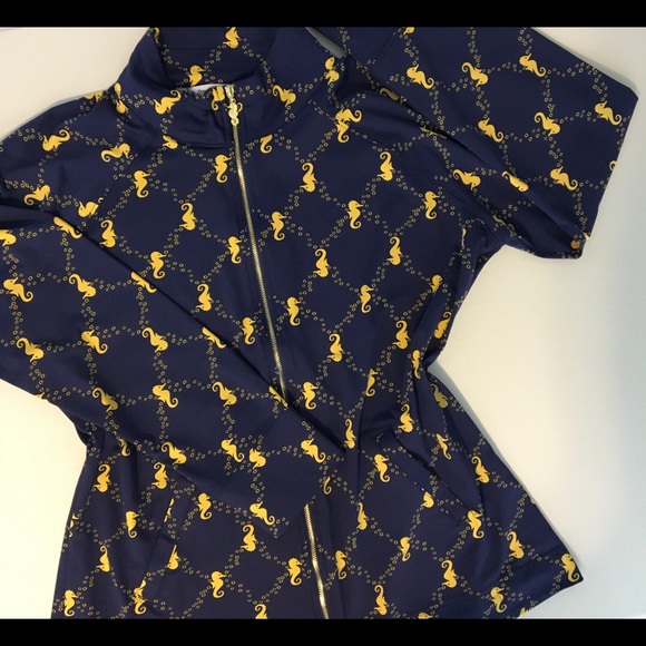 Seahorse Novelty Print Jacket Navy Gold UPF 50 - L - Picture 8 of 16
